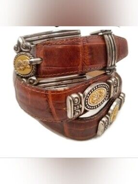 Brighton Museum Collection Leather Belt     crocodile-embossed leather Western
